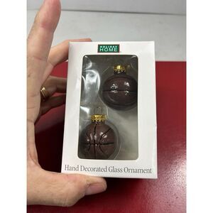 Holiday Home Blown Glass Basket Ball Ornament‎ #649018 In Package Hand Decorated